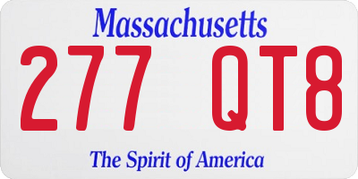 MA license plate 277QT8