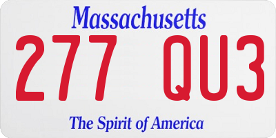 MA license plate 277QU3