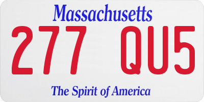 MA license plate 277QU5
