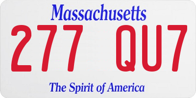 MA license plate 277QU7