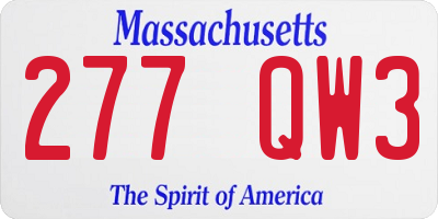 MA license plate 277QW3