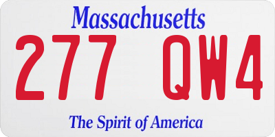 MA license plate 277QW4