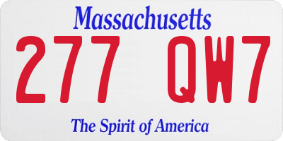 MA license plate 277QW7