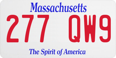 MA license plate 277QW9