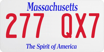 MA license plate 277QX7