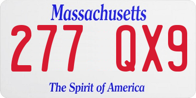 MA license plate 277QX9