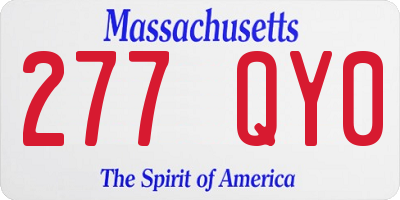 MA license plate 277QY0