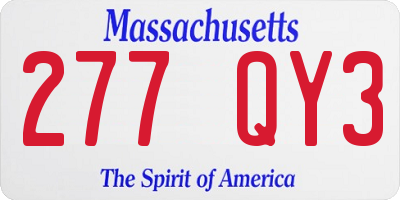 MA license plate 277QY3