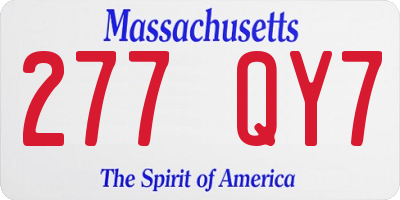 MA license plate 277QY7