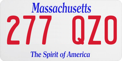 MA license plate 277QZ0