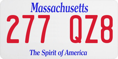 MA license plate 277QZ8