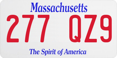 MA license plate 277QZ9