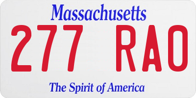 MA license plate 277RA0