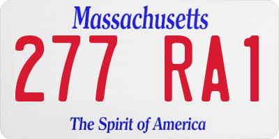 MA license plate 277RA1