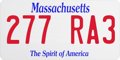 MA license plate 277RA3