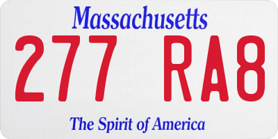 MA license plate 277RA8
