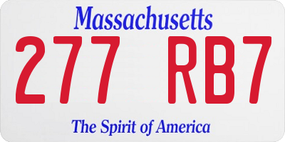 MA license plate 277RB7
