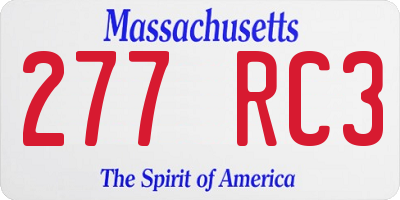 MA license plate 277RC3