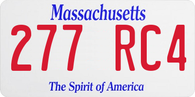 MA license plate 277RC4