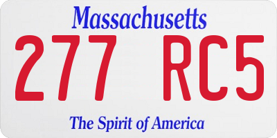 MA license plate 277RC5