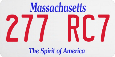 MA license plate 277RC7
