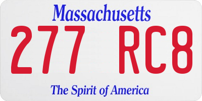 MA license plate 277RC8