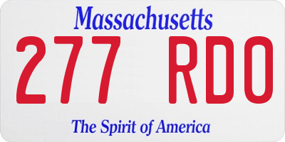 MA license plate 277RD0