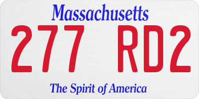 MA license plate 277RD2