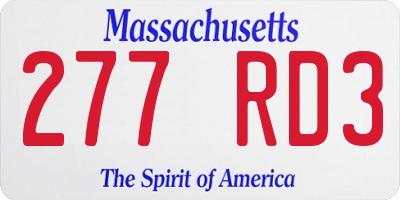 MA license plate 277RD3