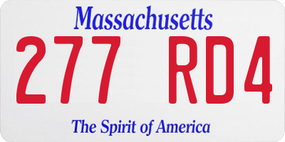 MA license plate 277RD4