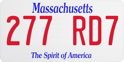 MA license plate 277RD7