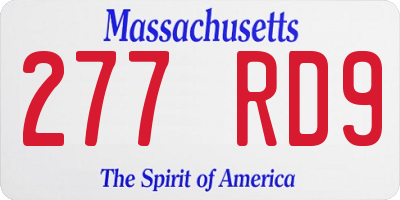 MA license plate 277RD9