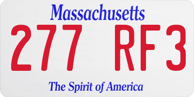 MA license plate 277RF3