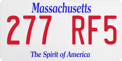 MA license plate 277RF5
