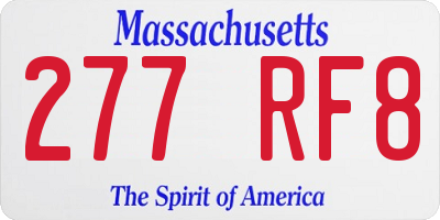 MA license plate 277RF8