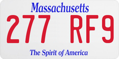 MA license plate 277RF9