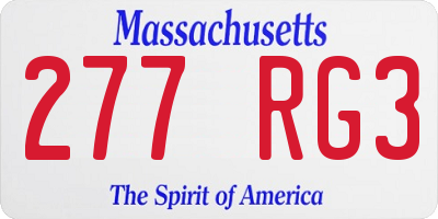 MA license plate 277RG3
