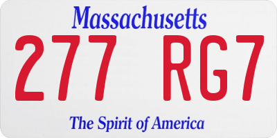 MA license plate 277RG7