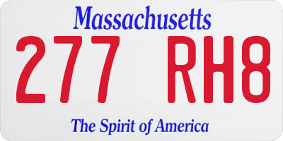 MA license plate 277RH8