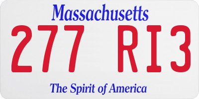 MA license plate 277RI3