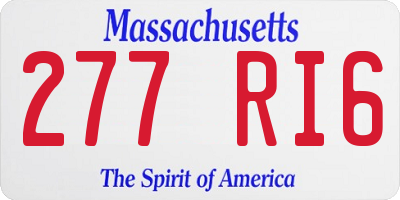 MA license plate 277RI6