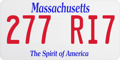 MA license plate 277RI7