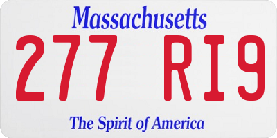MA license plate 277RI9