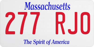 MA license plate 277RJ0
