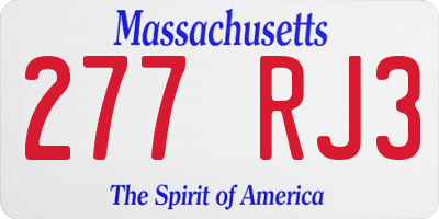 MA license plate 277RJ3