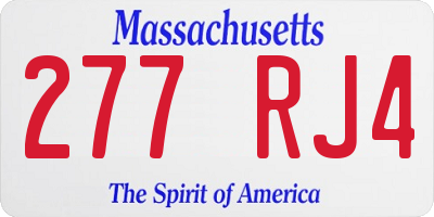 MA license plate 277RJ4