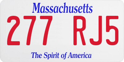 MA license plate 277RJ5