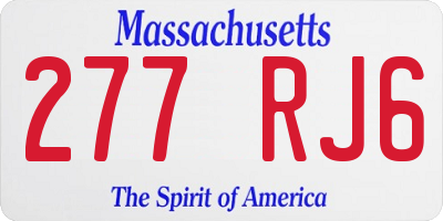 MA license plate 277RJ6