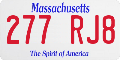 MA license plate 277RJ8