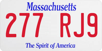 MA license plate 277RJ9